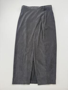 Savion Skirt Womens 10 Gray Microfiber Pencil Midi Front Slit Stretch Workwear